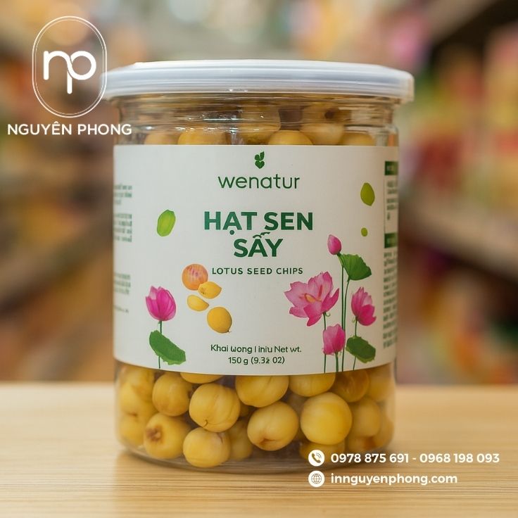 Mẫu tem nhãn hạt sen sấy đẹp 